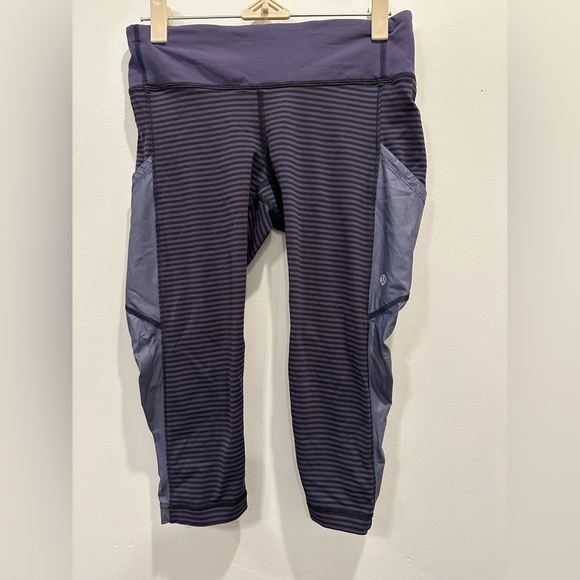 lululemon athletica Pants - Lululemon crop pants. Purple stripes. No flaws. Size 6.
